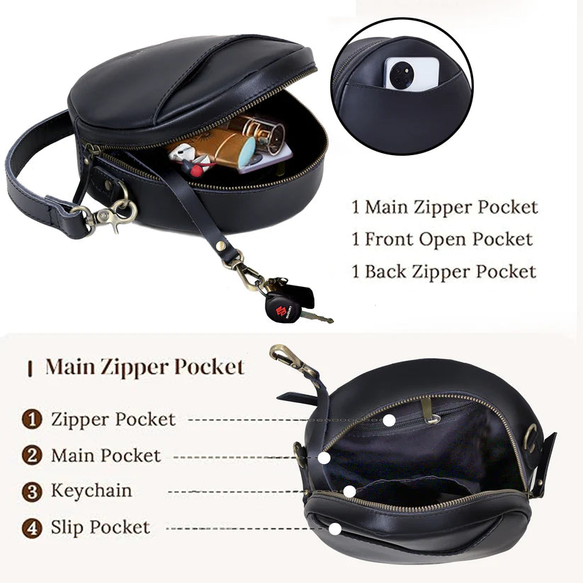 Bella Buffalo Leather Circle Crossbody