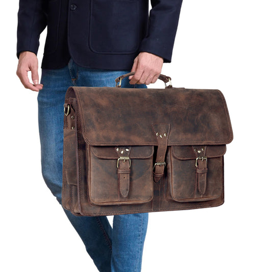 Vintage Brown Leather Messenger Bag