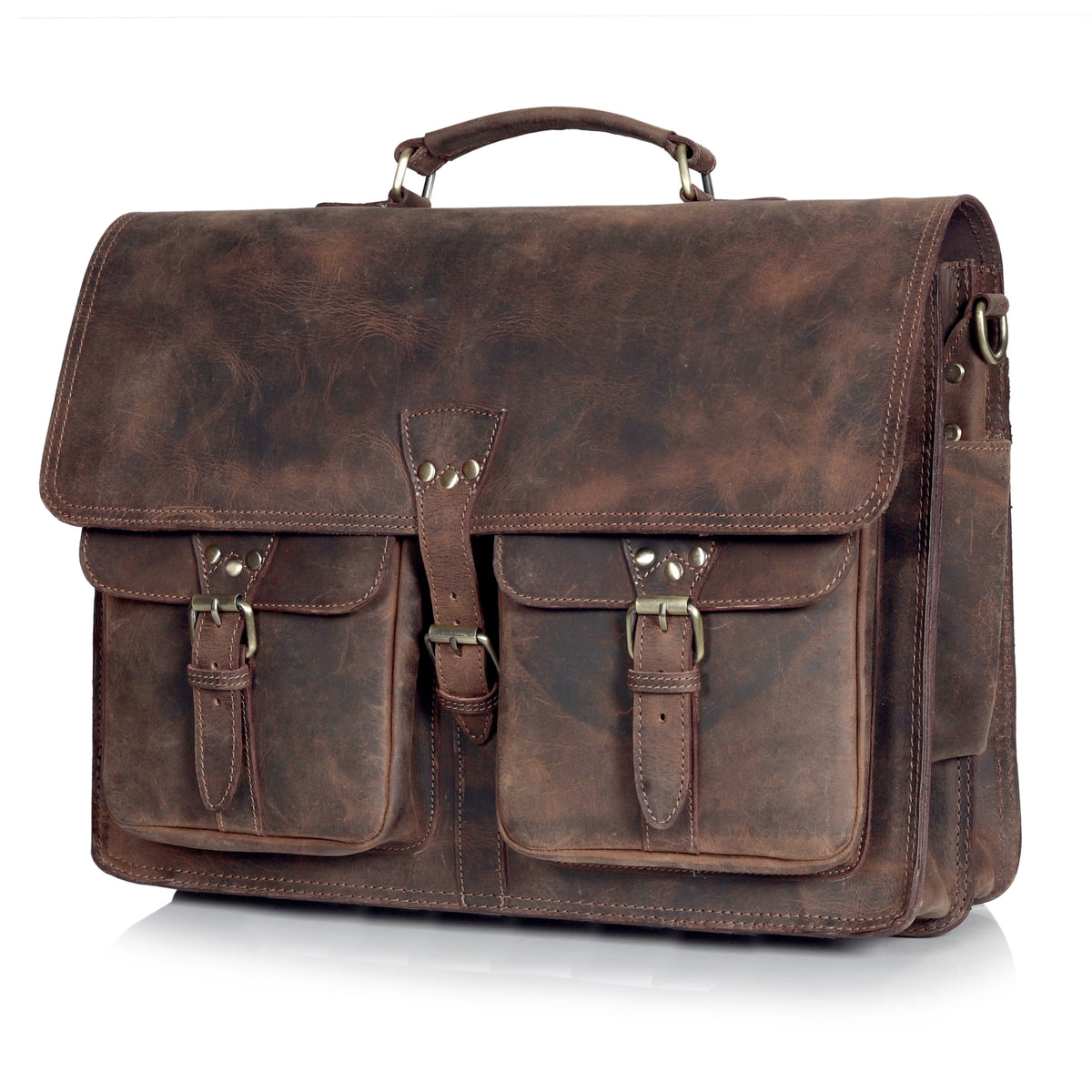 Vintage Brown Leather Messenger Bag
