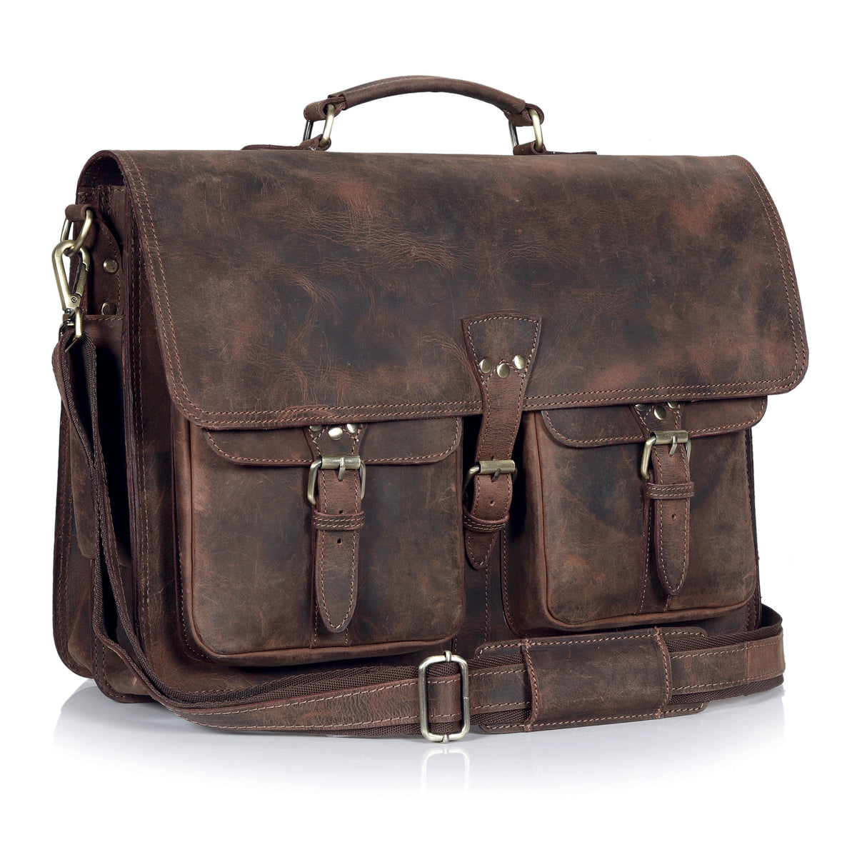 Vintage Brown Leather Messenger Bag