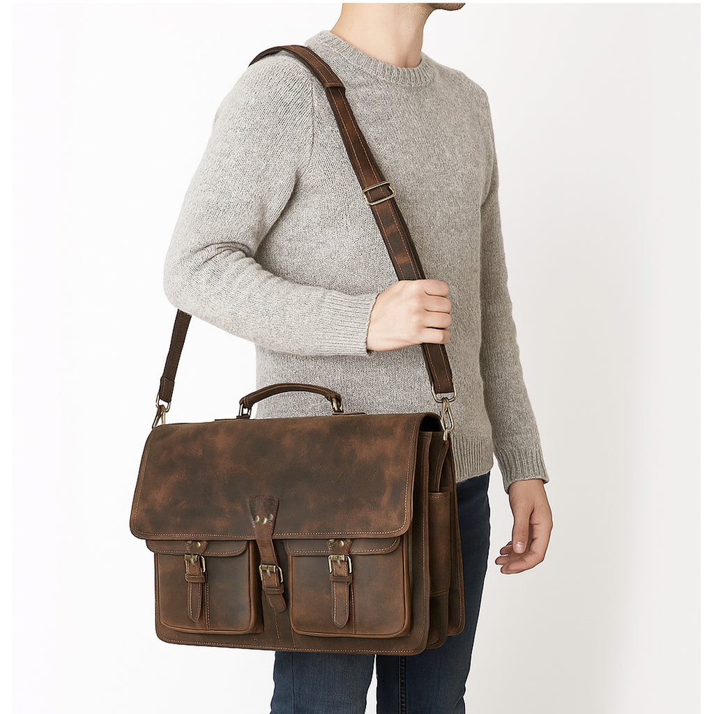 Vintage Brown Leather Messenger Bag – Premium Handmade Satchel