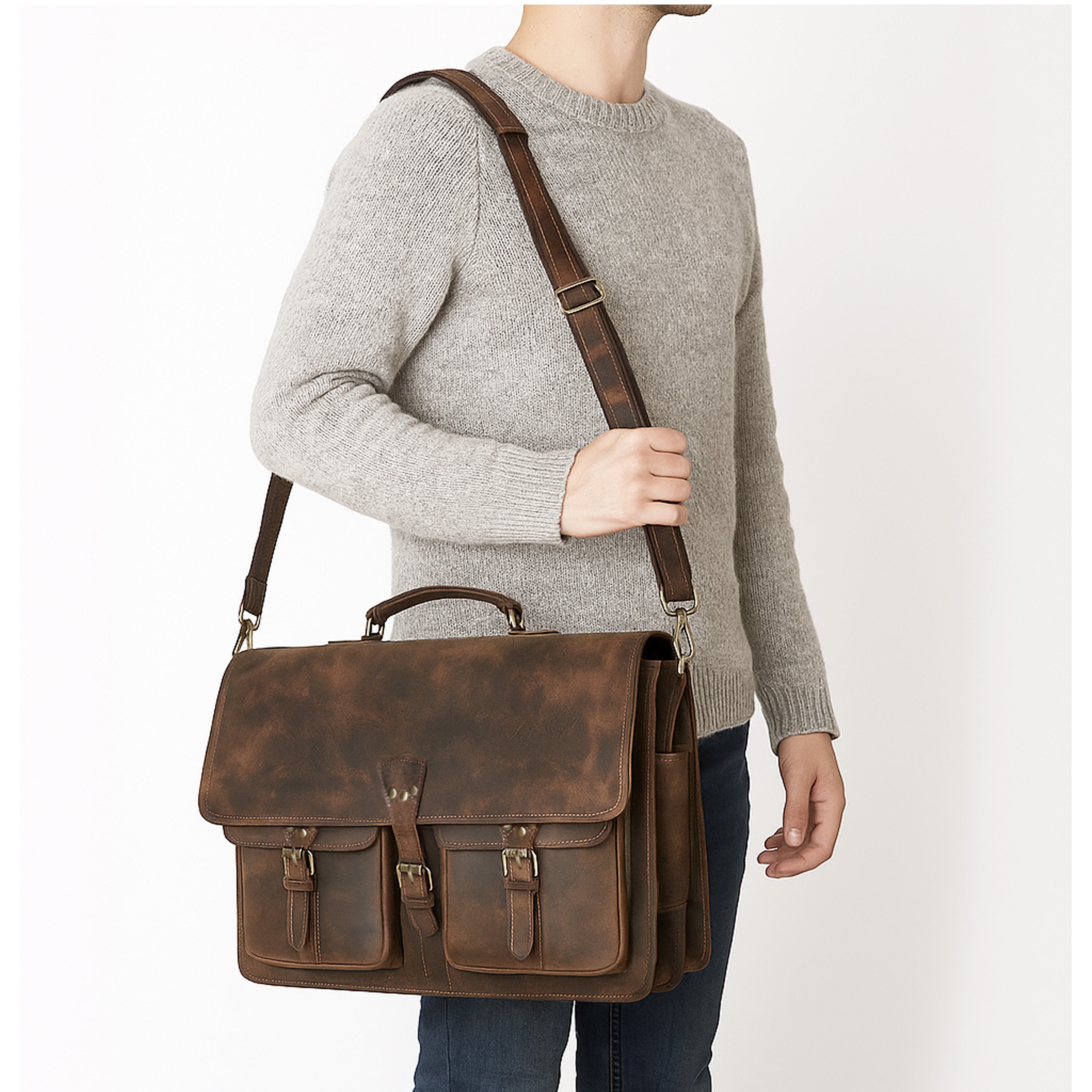 Vintage Brown Leather Messenger Bag – Premium Handmade Satchel