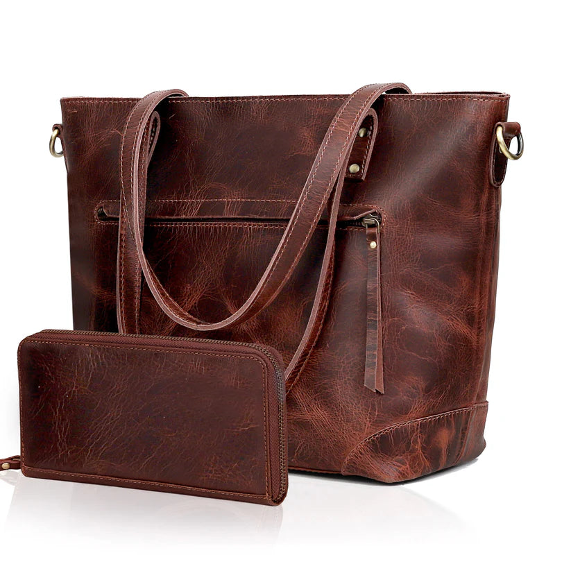 SCARLETT BUFFALO LEATHER TOTE BAG