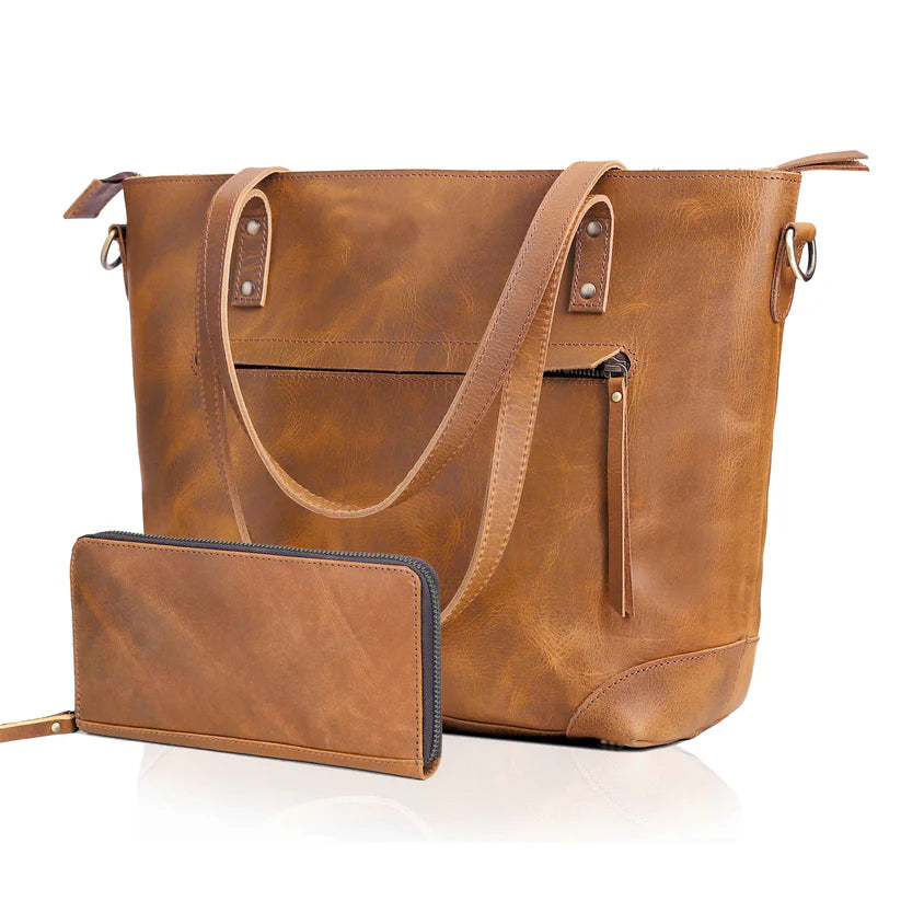 SCARLETT BUFFALO LEATHER TOTE BAG