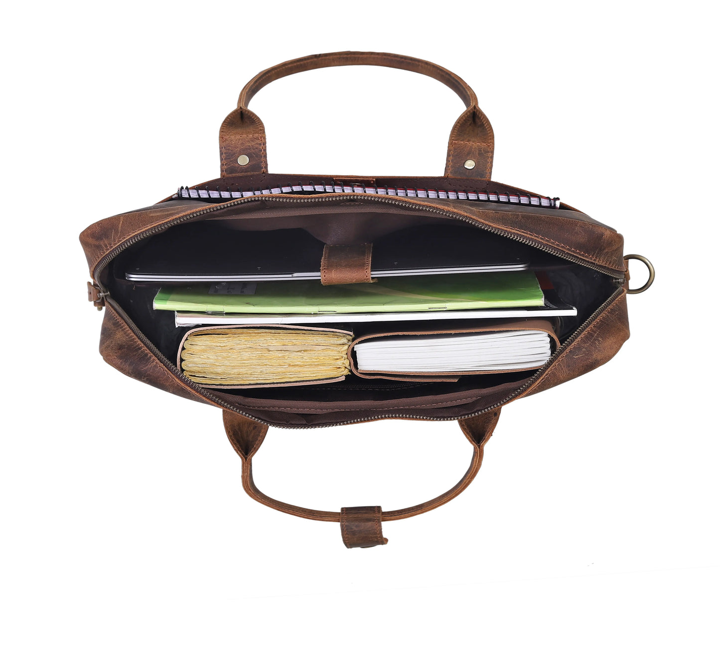 Rustic Brown Leather Laptop Briefcase