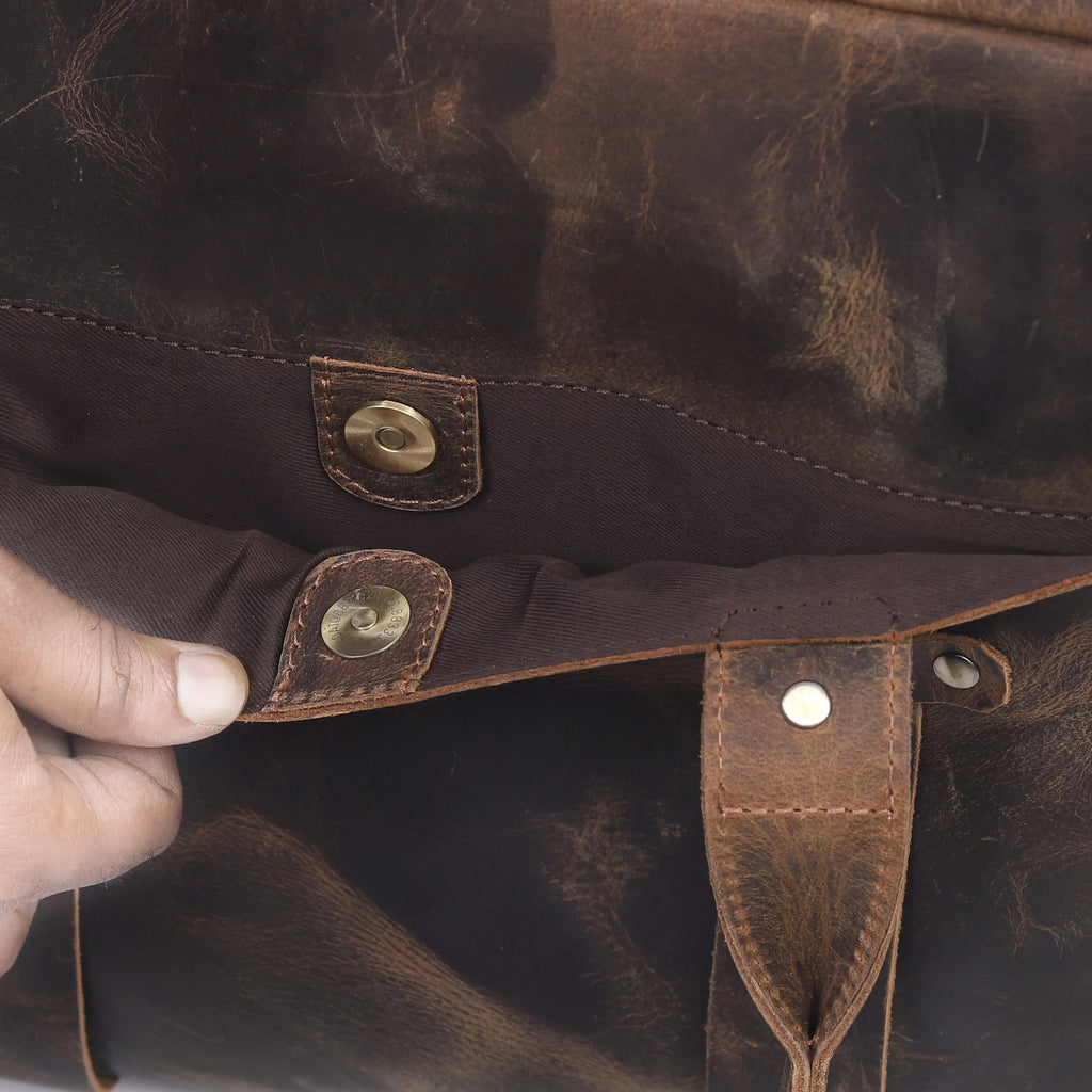 Rustic Brown Leather Laptop Briefcase