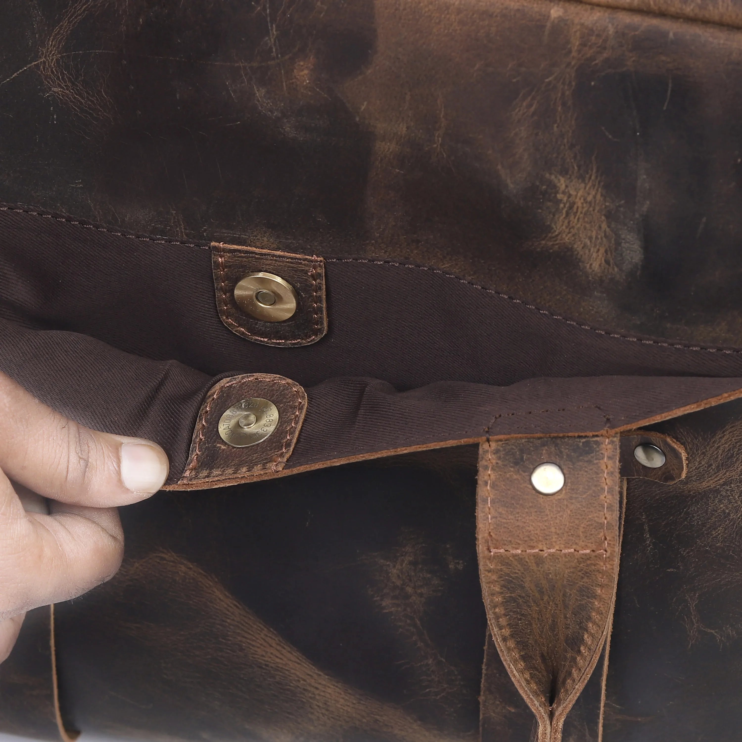 Rustic Brown Leather Laptop Briefcase