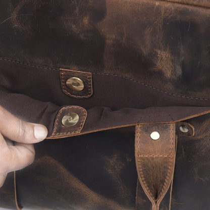 Rustic Brown Leather Laptop Briefcase
