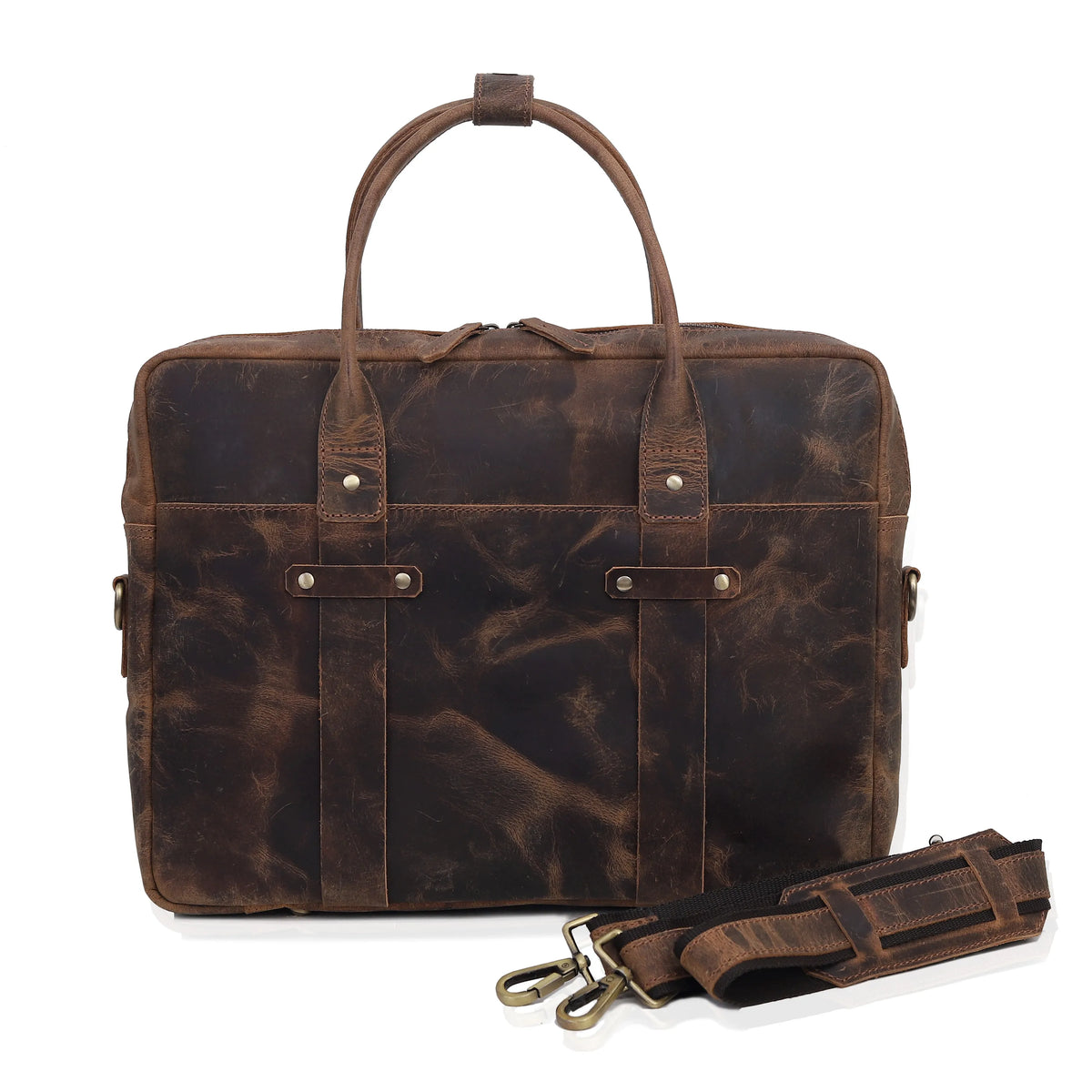 Rustic Brown Leather Laptop Briefcase