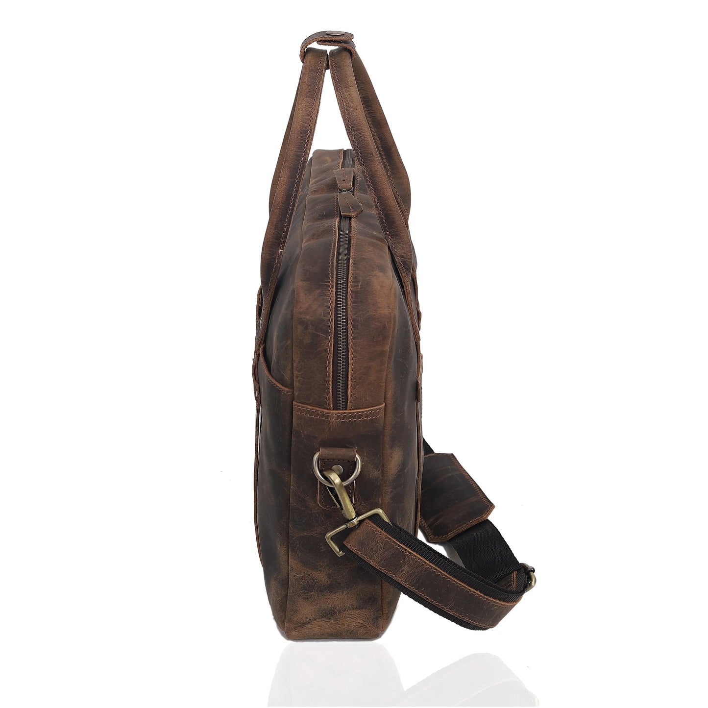 Rustic Brown Leather Laptop Briefcase