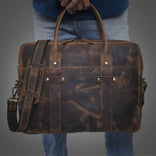 Rustic Brown Leather Laptop Briefcase