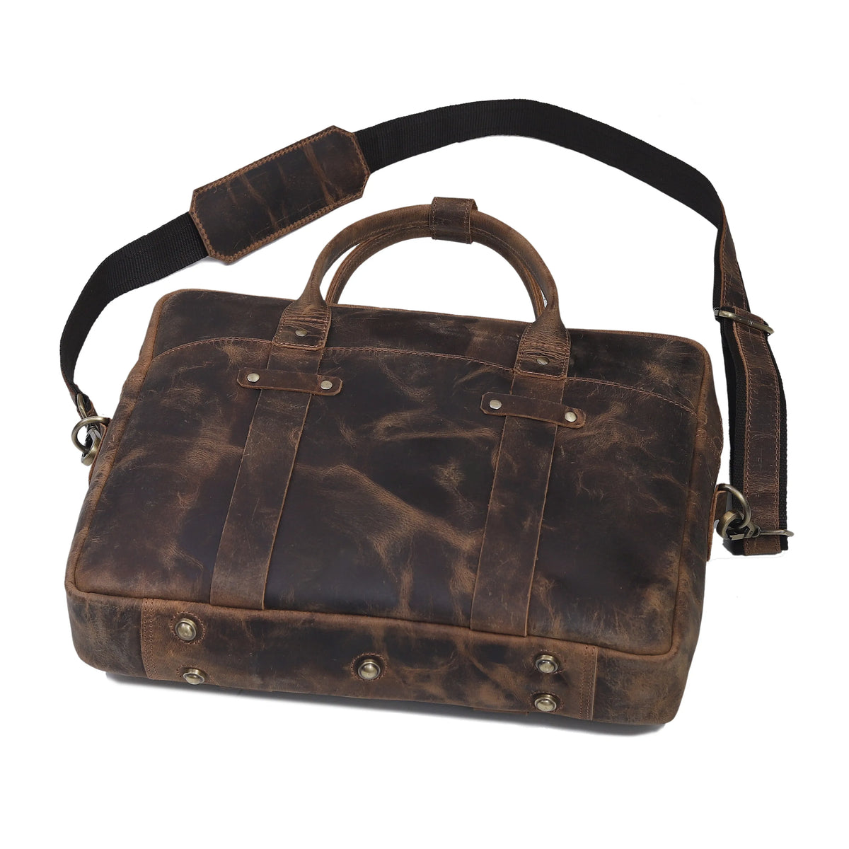Rustic Brown Leather Laptop Briefcase
