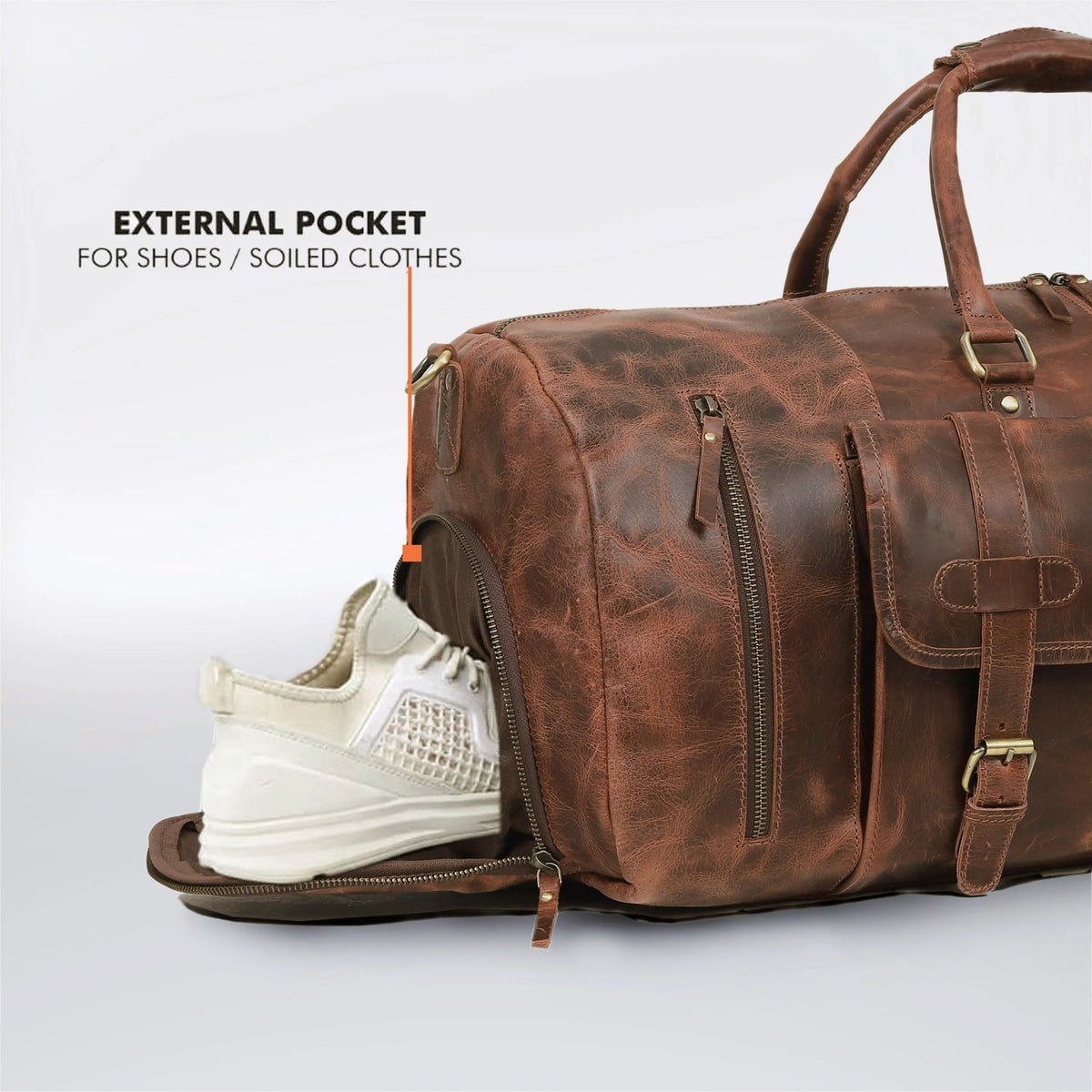 Vintage Leather Travel Duffle Bag