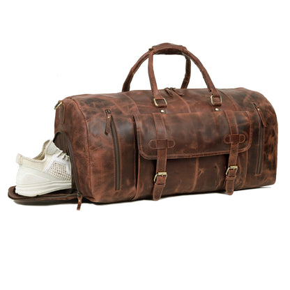 Vintage Leather Travel Duffle Bag