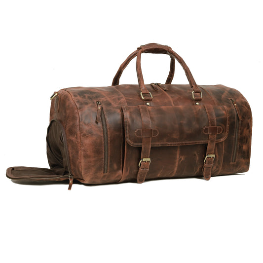 Vintage Leather Travel Duffle Bag