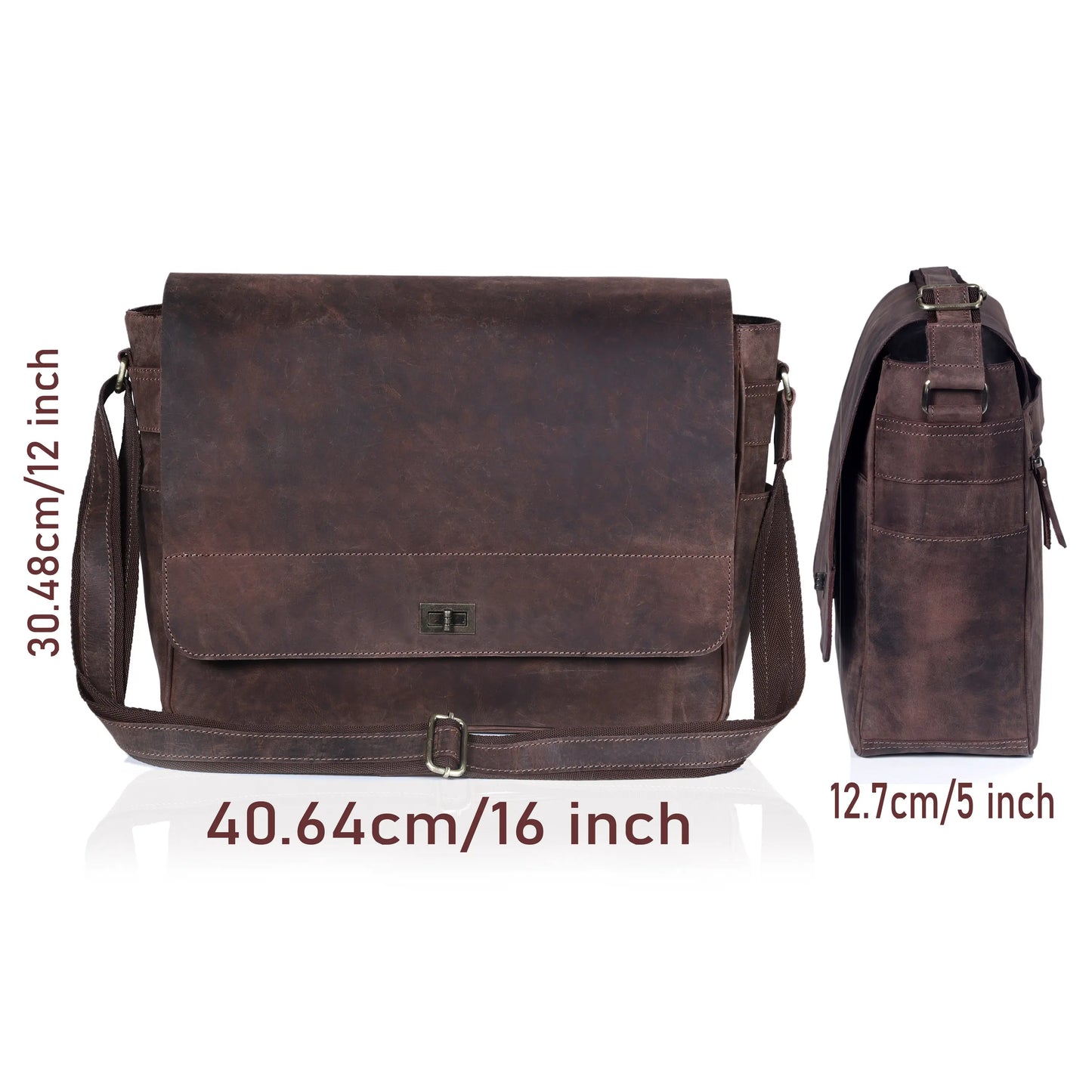 Commuter Leather Laptop Messenger Bag for Men and Women