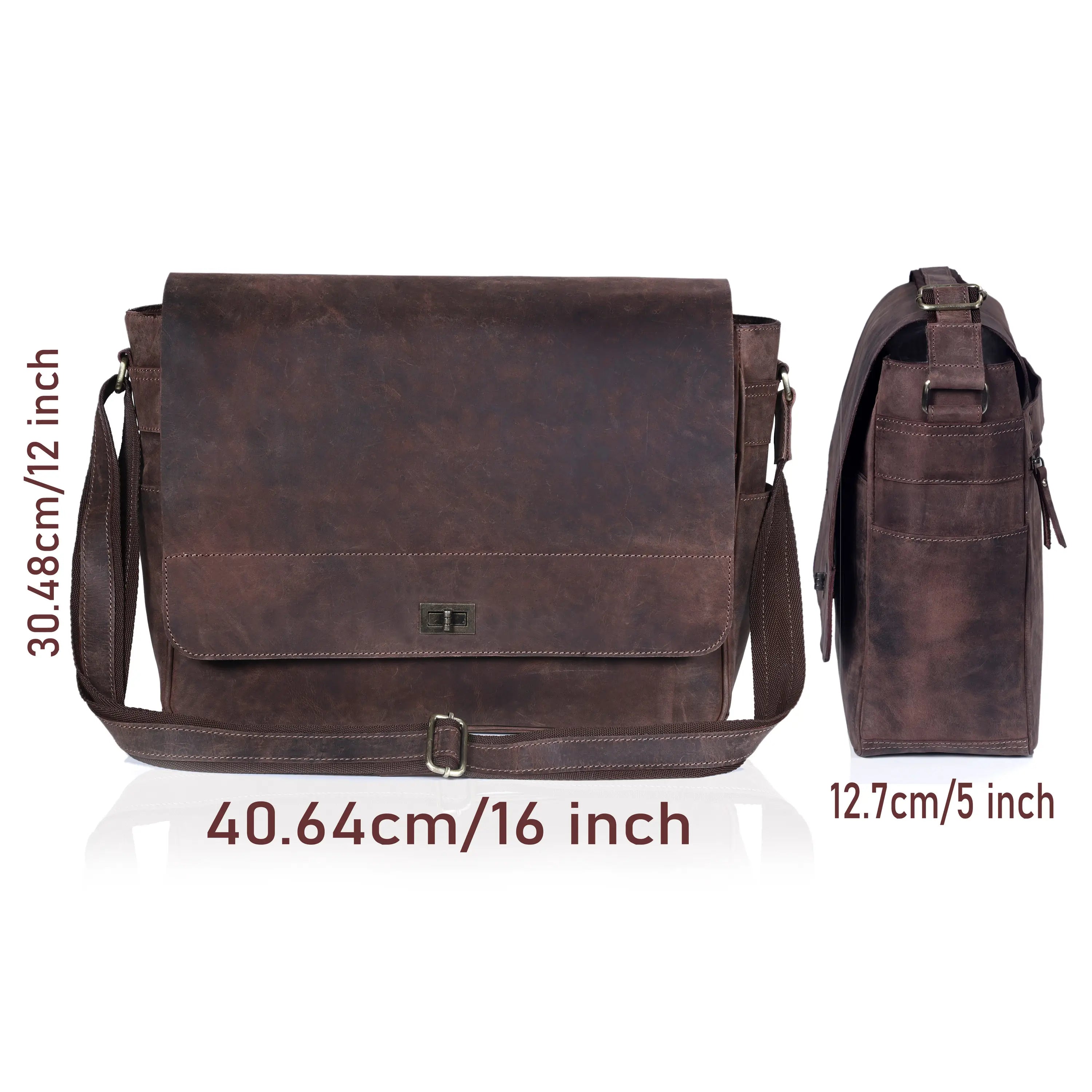Commuter Leather Laptop Messenger Bag for Men – Brown