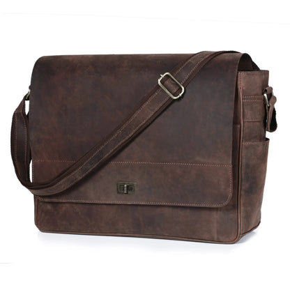 Commuter Leather Laptop Messenger Bag for Men and Women