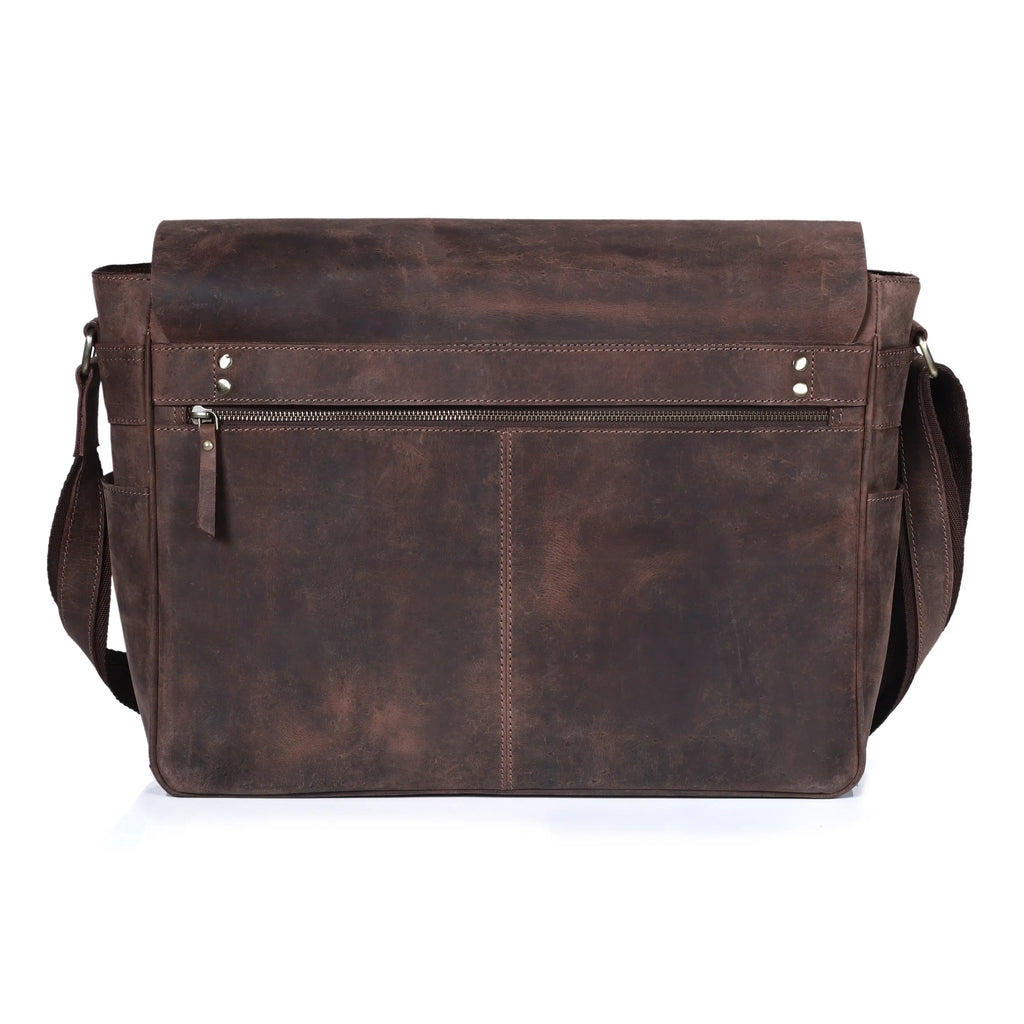 Commuter Leather Laptop Messenger Bag for Men – Brown