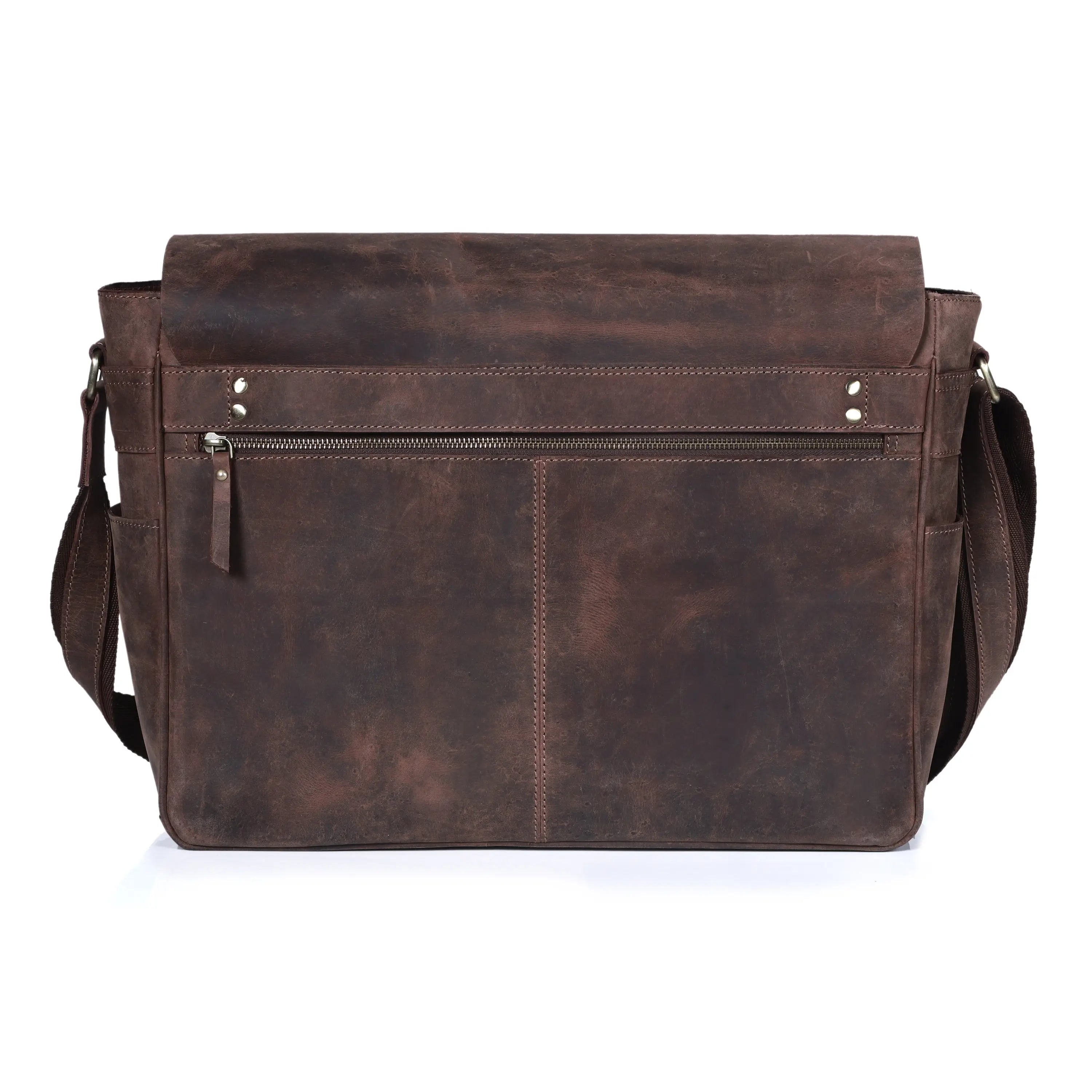 Commuter Leather Laptop Messenger Bag for Men – Brown