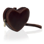 Heart Shaped Brown Leather Coin Purse Wristlet