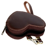 Heart Shaped Brown Leather Coin Purse Wristlet
