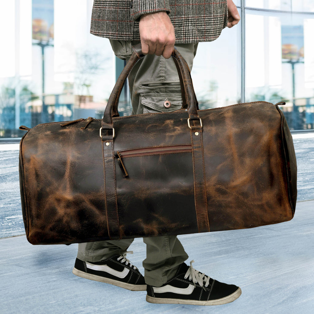 The Outlander Duffel Bag - Genuine Full-Grain Leather Travel Bag