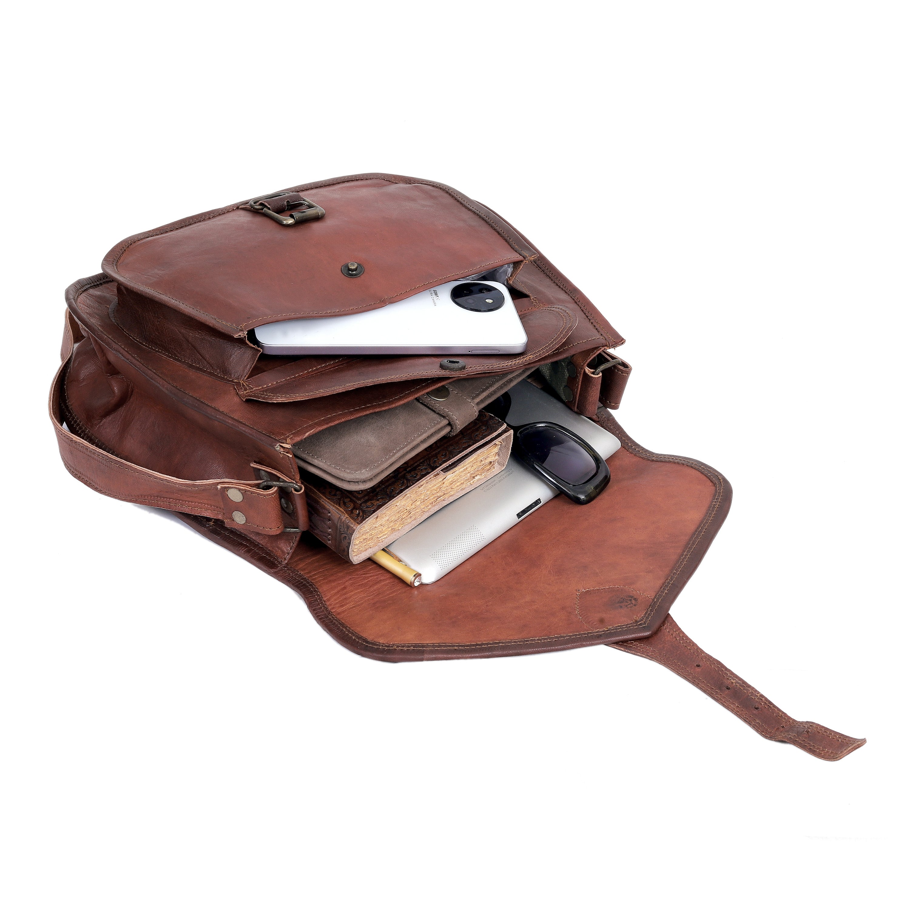 Classic 7x9" Leather Crossbody Purse for Women – Vintage Chic Shoulder Bag