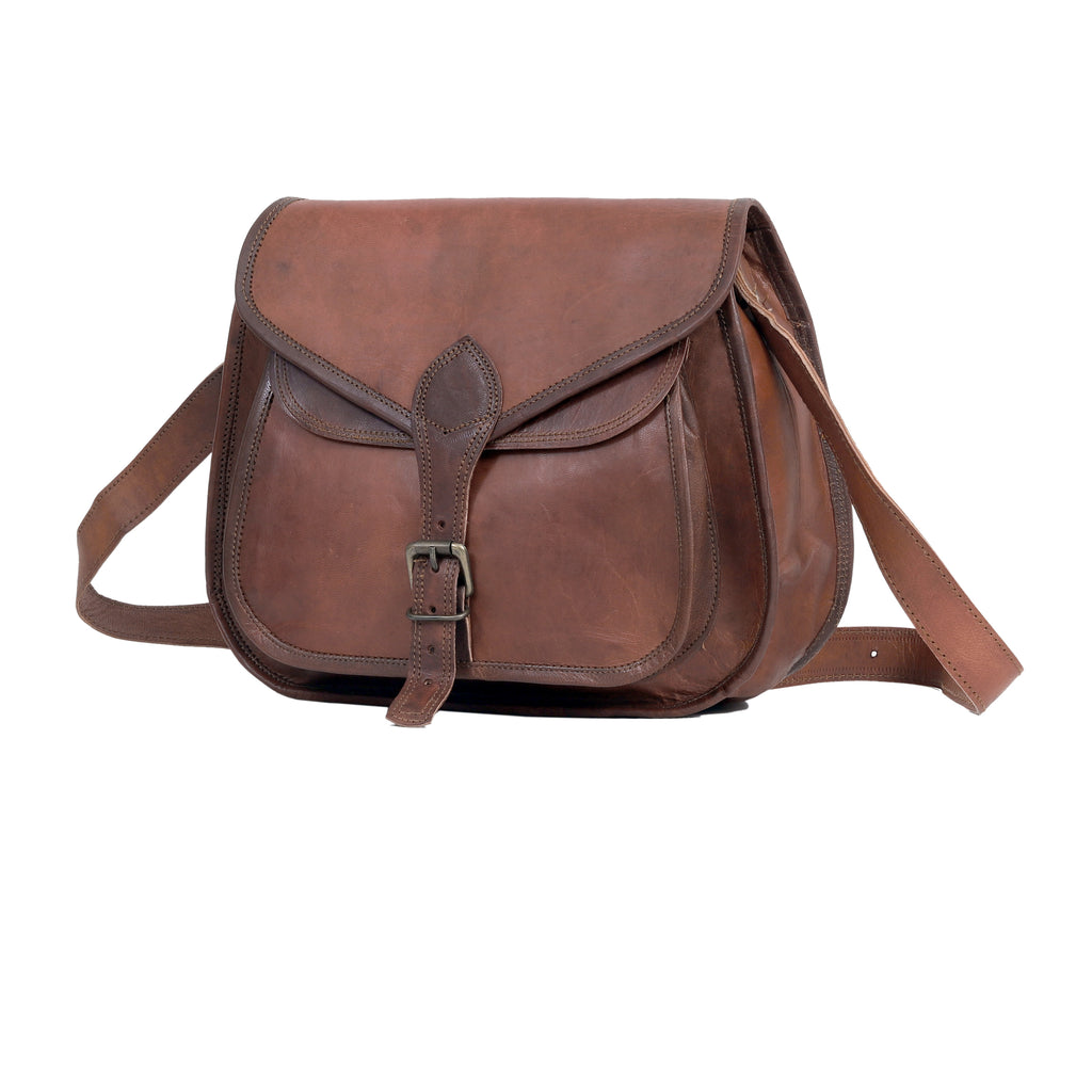 Classic 7x9" Leather Crossbody Purse for Women – Vintage Chic Shoulder Bag