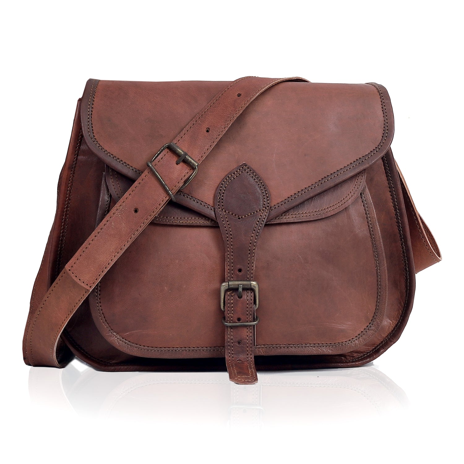 Classic 7x9" Leather Crossbody Purse for Women – Vintage Chic Shoulder Bag