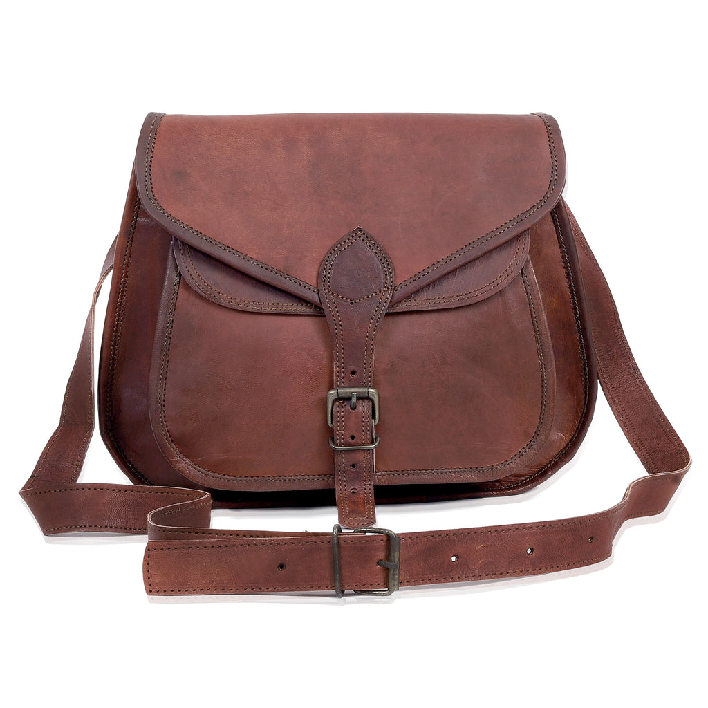 Classic 7x9" Leather Crossbody Purse for Women – Vintage Chic Shoulder Bag