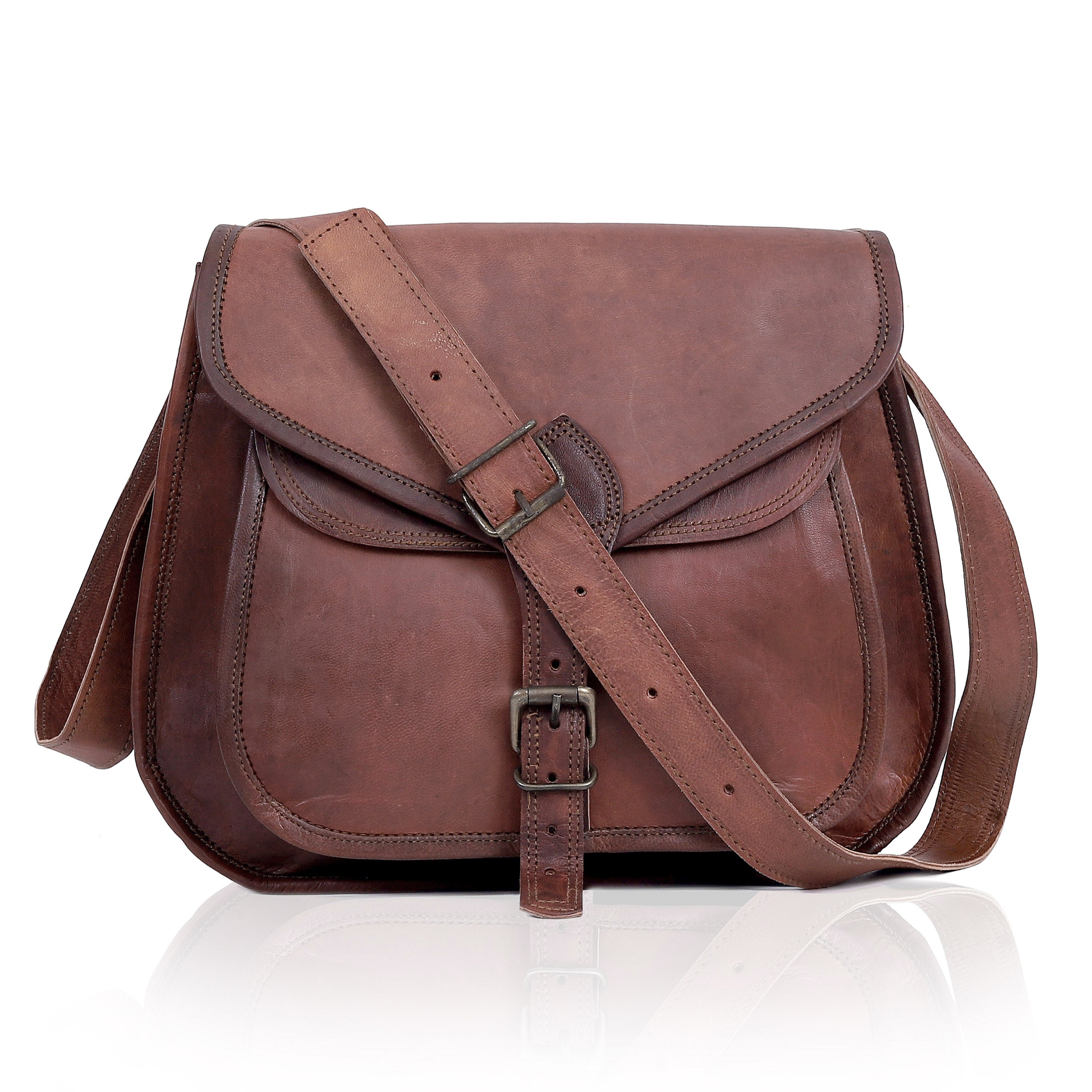 Classic 7x9" Leather Crossbody Purse for Women – Vintage Chic Shoulder Bag