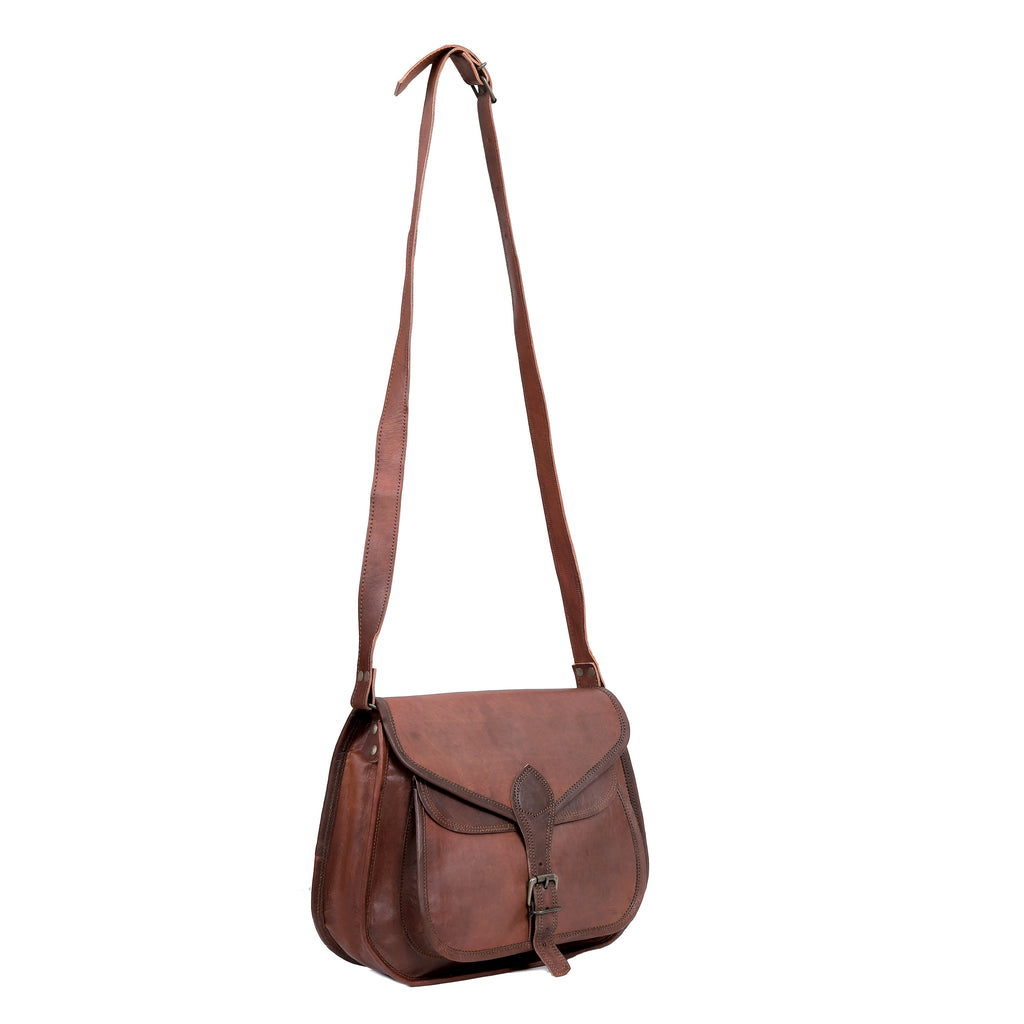 Classic 7x9" Leather Crossbody Purse for Women – Vintage Chic Shoulder Bag