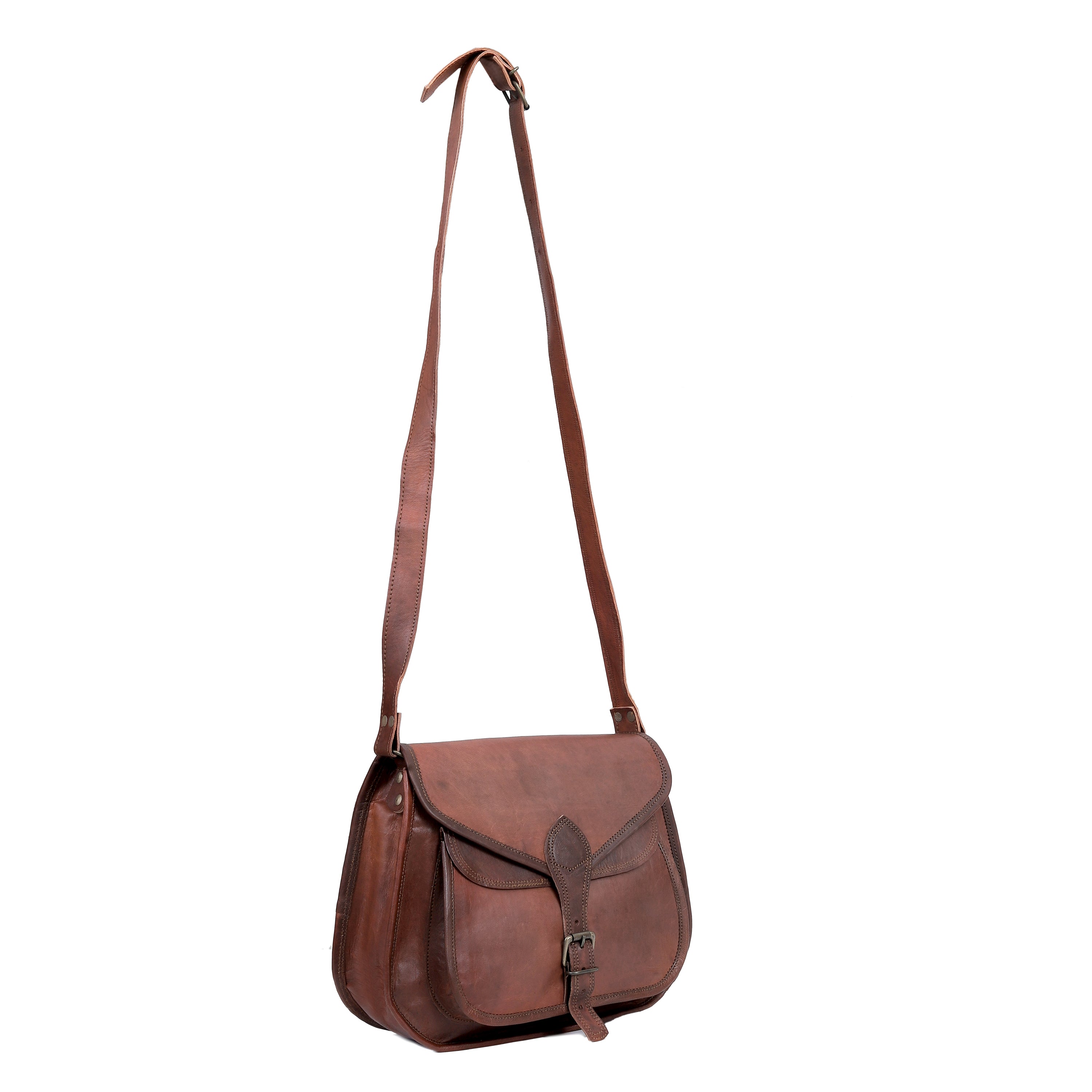 Classic 7x9" Leather Crossbody Purse for Women – Vintage Chic Shoulder Bag