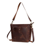 SYDNEY BUFFALO LEATHER TOTE - BROWN