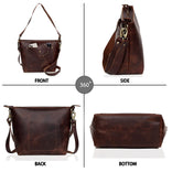 SYDNEY BUFFALO LEATHER TOTE - BROWN