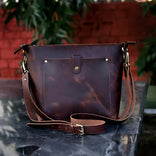 SYDNEY BUFFALO LEATHER TOTE - BROWN