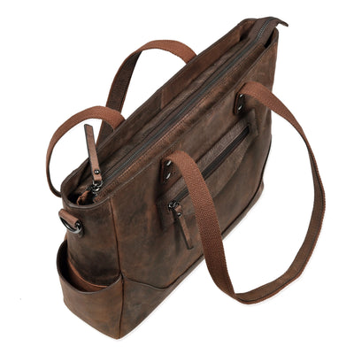 Vintage Brown Leather Carryall Tote – Rustic Everyday Work Bag