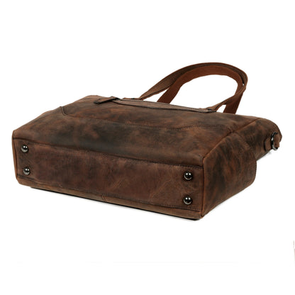 Vintage Brown Leather Carryall Tote – Rustic Everyday Work Bag