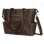Vintage Brown Leather Carryall Tote – Rustic Everyday Work Bag