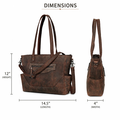Vintage Brown Leather Carryall Tote – Rustic Everyday Work Bag