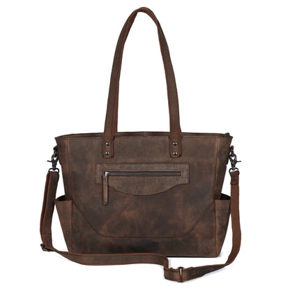 Vintage Brown Leather Carryall Tote – Rustic Everyday Work Bag