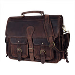 Multi Pocket Vintage Leather Messenger Bag