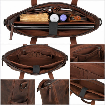 Vintage Brown Leather Carryall Tote – Rustic Everyday Work Bag