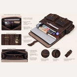 Multi Pocket Vintage Leather Messenger Bag