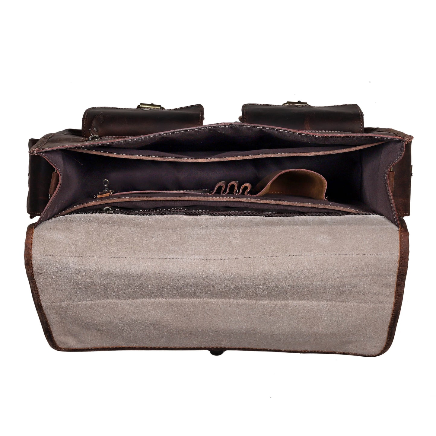 Multi Pocket Vintage Leather Messenger Bag