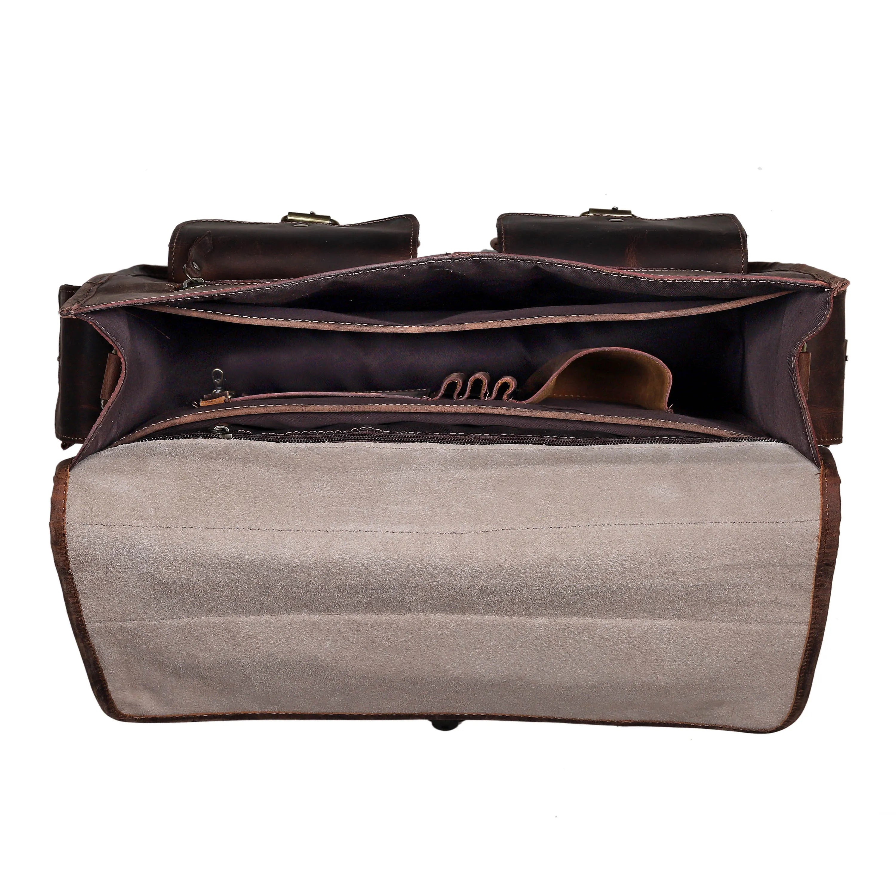 Multi Pocket Vintage Leather Messenger Bag