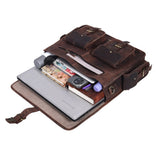 Multi Pocket Vintage Leather Messenger Bag