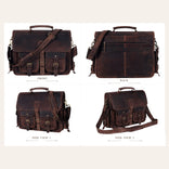 Multi Pocket Vintage Leather Messenger Bag