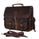 Multi Pocket Vintage Leather Messenger Bag
